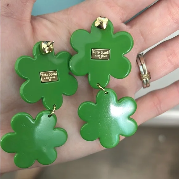 Kate Spade Green Flower Earrings with Gemstone Accent - Picture 4 of 6